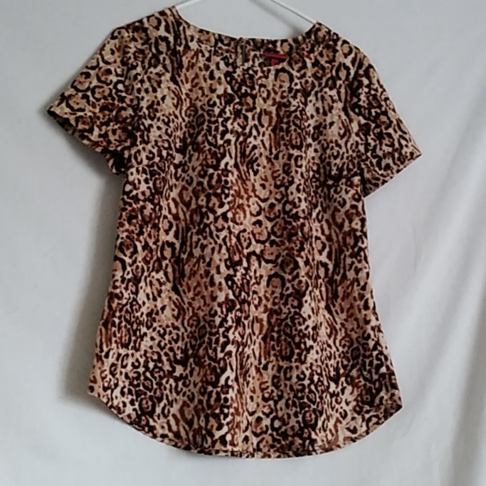 Merona Flowy Animal Print Short Sleeve Top XS/TP